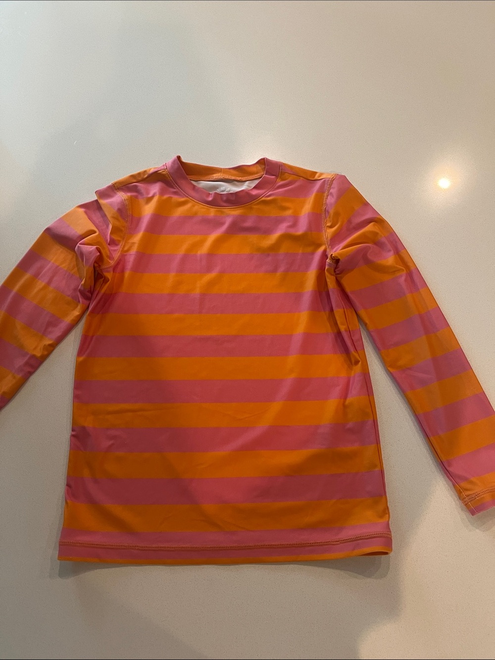 Primary Girl’s Long Sleeve Swim Shirt - Pink & Orange Stripes